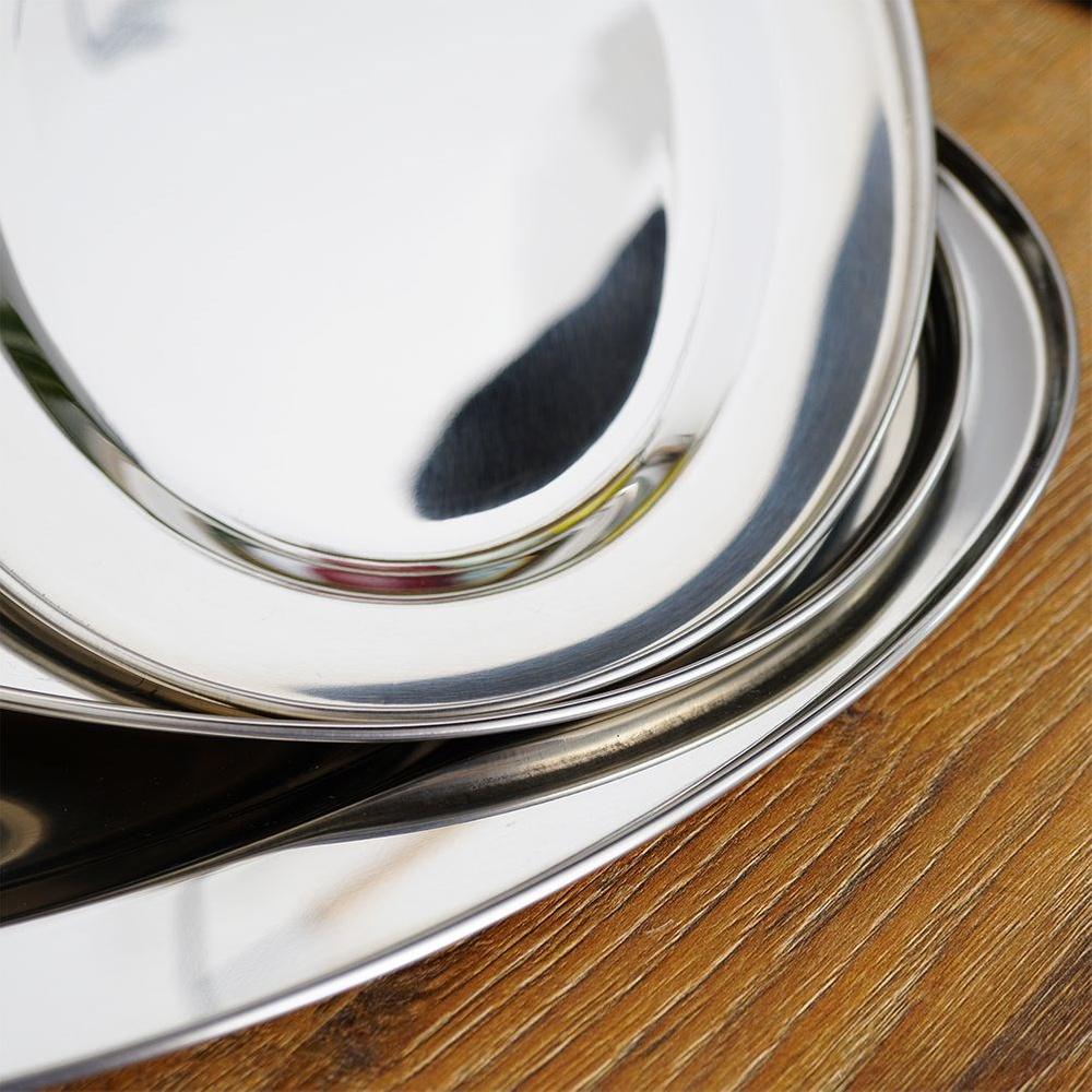 3x Silver Steel Serving Tray Oval Plate Platter Dish