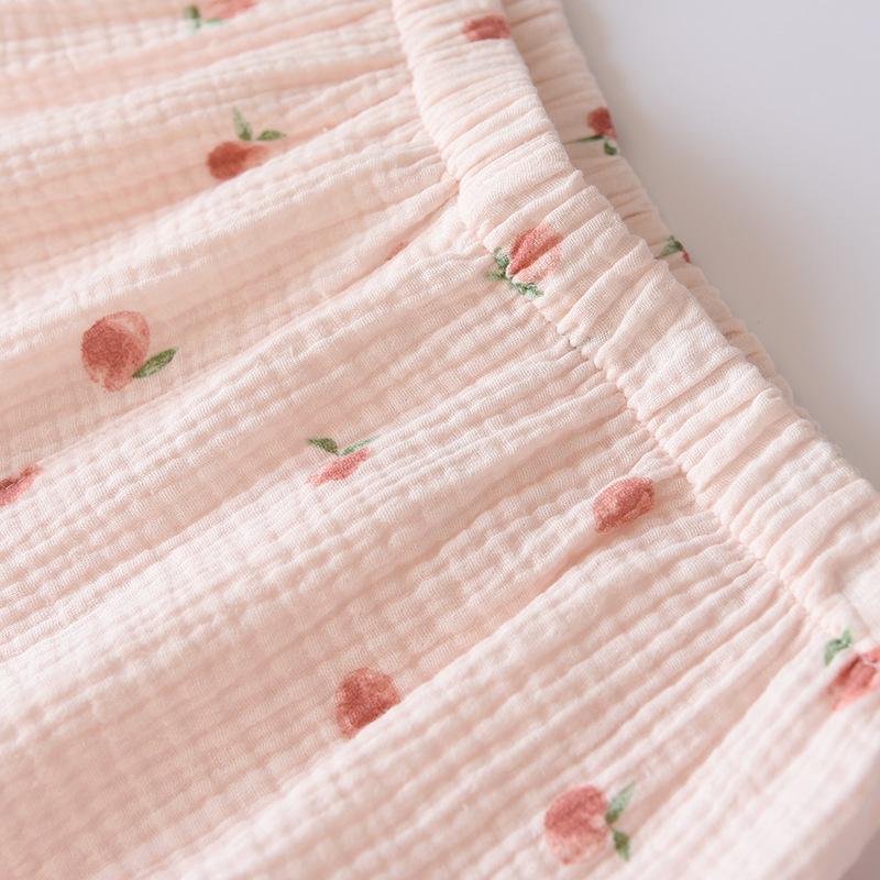 Women's Short Sleeve Cotton Gauze Pajamas - Lightweight, Loose Fit for Spring, Summer, and Autumn