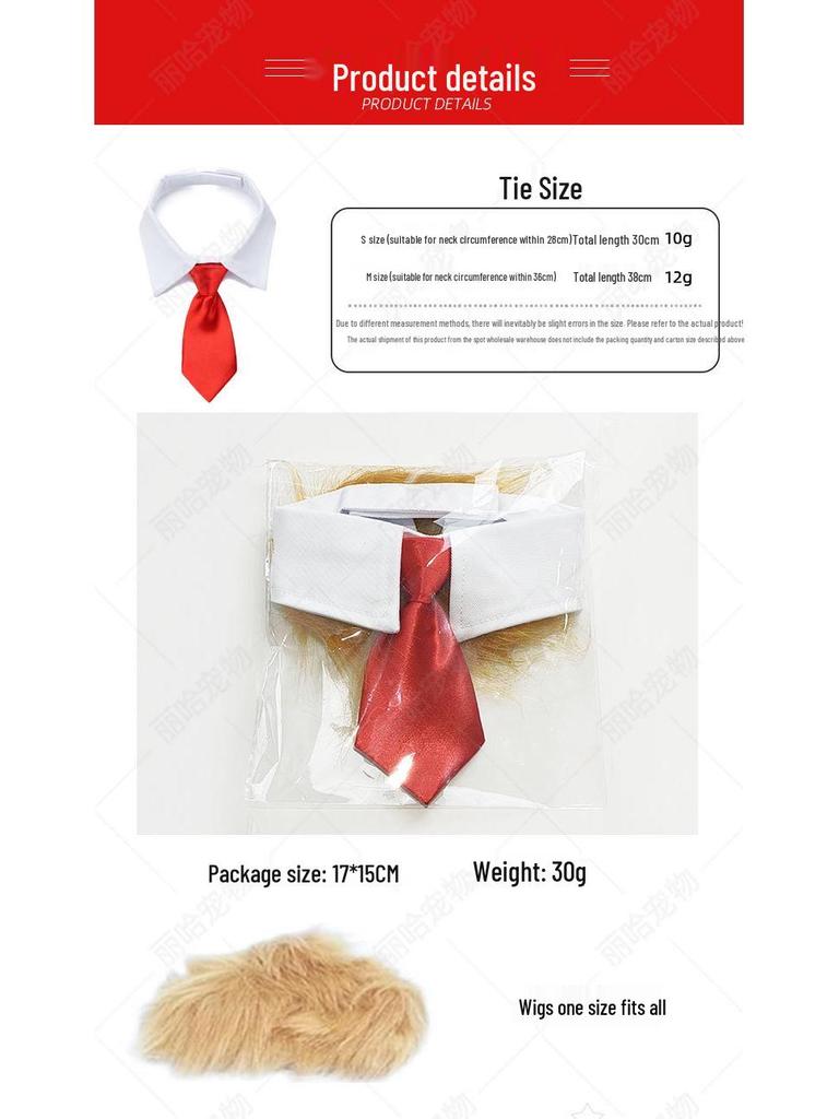 Funny Pet Dog Wig & Tie Set for Festival Cosplay