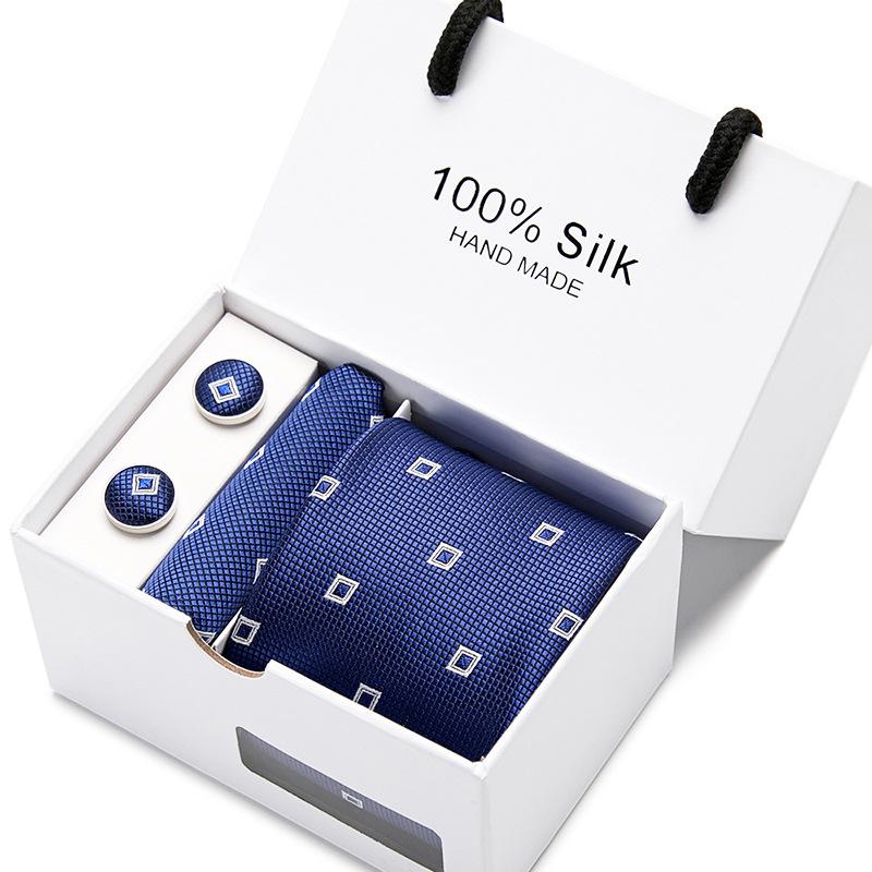 Men'S Tie Gift Box 5-Piece Set Tie Pocket Towel Scarf Cuff