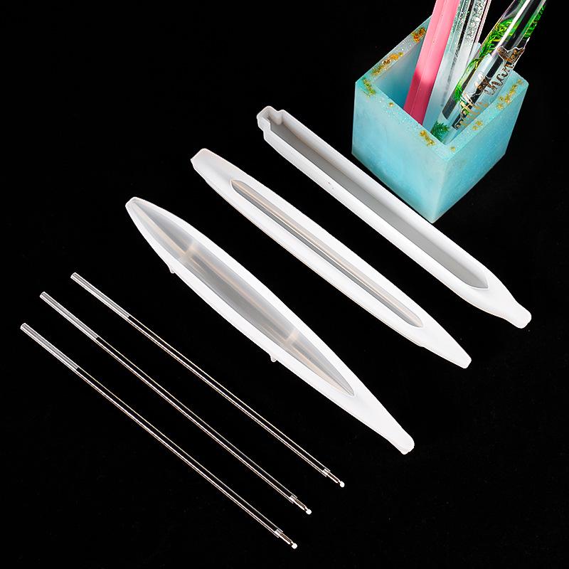 New Handmade Pen Silicone Mold Set DIY Crystal Epoxy Resin Mold Casting Mold Manual Transparent Pen Holder Making Tools 2023