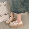 Hollow woven breathable mesh shoes 2025 spring and summer new versatile loafers thick sole heightening shallow mouth Mary Jane single shoes