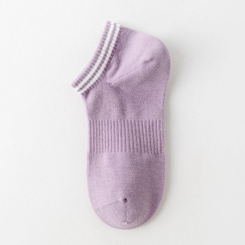 

Носки-следки, Носки из чистого хлопка для женщин, Тонкие полосатые спортивные носки с прямым углом для мисс. Ся, Короткие носки без косточек для женщин 1 pair темно-фиолетового