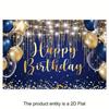 2D Printing Luxury Navy Blue Birthday Tapestry, Gold Glitter Party Wall Decor