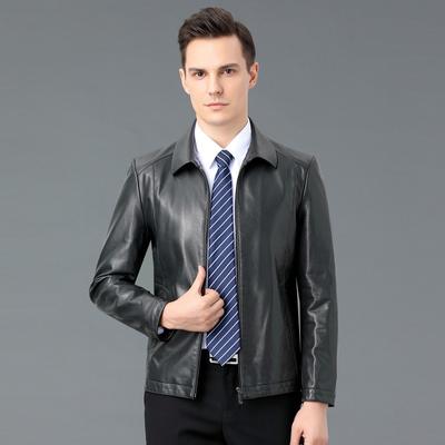 Spring and Autumn Genuine Leather Jackets for Men  Sheepskin Lapels  Middle-aged Men's Casual Leather Jackets