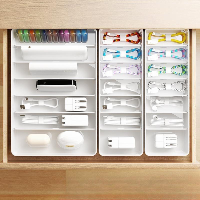 Die Datenkabel-Aufbewahrungsbox kann die Kabel-Organizer-Schublade trennen. Großraumige Aufbewahrungsbox für Netzkabel und Ladekabel.