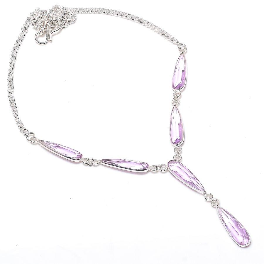 

Натуральный розовый кунцит драгоценный камень 925 стерлинговое серебро ювелирное колье 18 s0p19