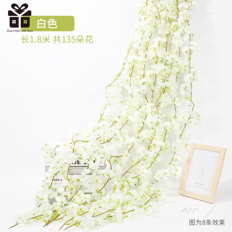 230CM Artificial Sakura Flowers Vine Wedding Garden Rose Arch Home Party Decoration Christmas Bridal Fake Silk Scrapbook Plants