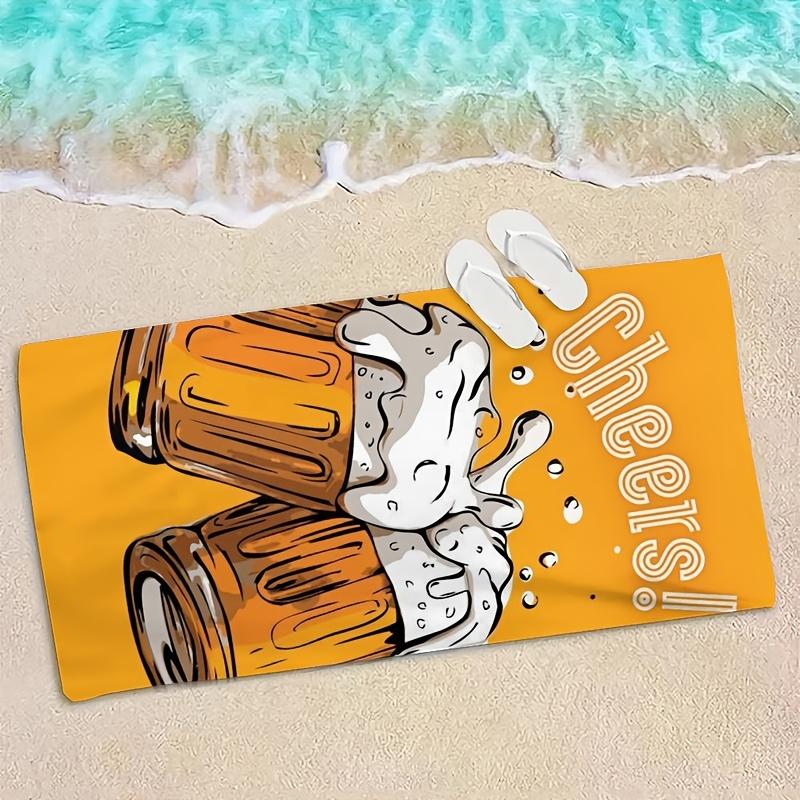 Beer Beach Towel - Funny Cheers Toast Design, Two Clinking Beer Mugs With Foam, Party Lover Gift, Soft Microfiber Multiple Sizes
