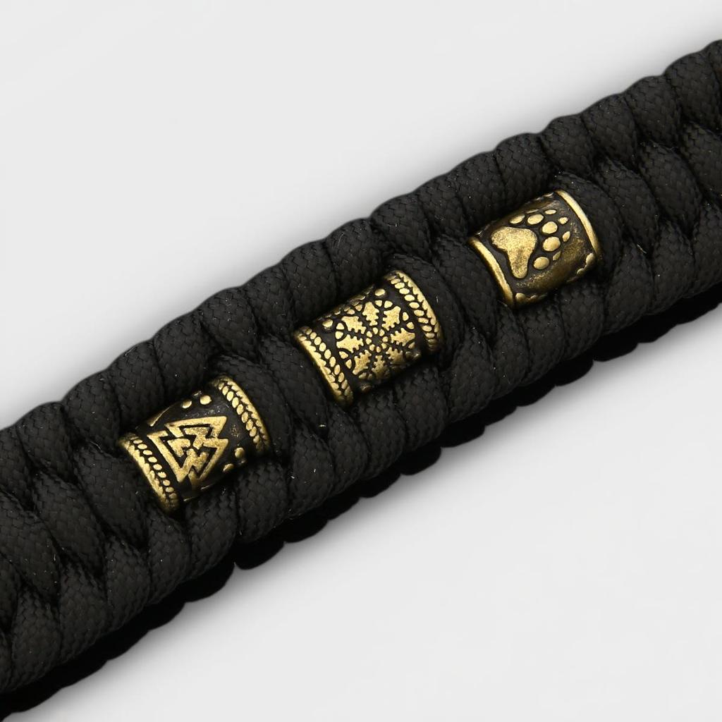 European & American Antique Bronze Thor's Hammer Men's Retro Woven Bracelet
