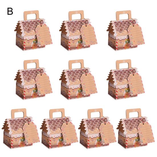 10 stk Julegaveeske Utsøkt utførelse Husform Kake Godteriboks for Fest Festlig Pynt