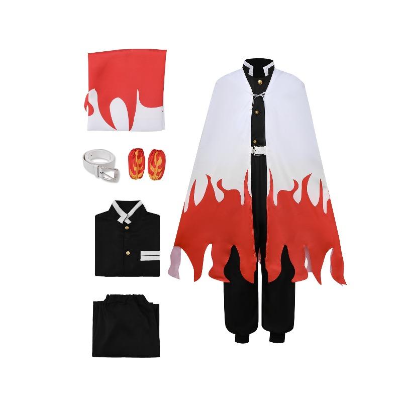 

Kids Kimetsu No Yaiba Halloween Cosplay Costume Boys Rengoku Kyoujurou Role Playing Dress Up Outfit 150cm червоний/білий