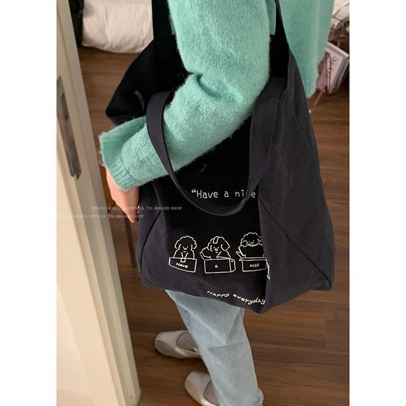 Lässige Lazy Wind Canvas Tasche literarische Nische Achseltasche 22 neue einfache bedruckte Schulter Tragetasche