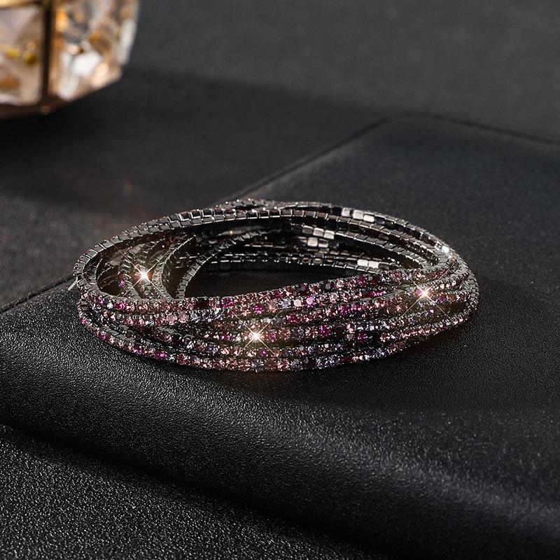 Diamond Elastic Bracelet Color Zircon Rhinestone Claw Chain Crystal Bracelet Gemstone Full Diamond Jewelry