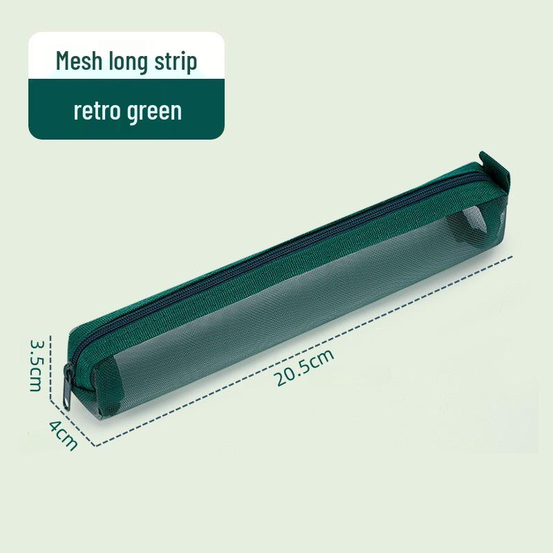 Retro Transparent Mesh Pencil Case - Student Exam Special Portable Stationery Bag