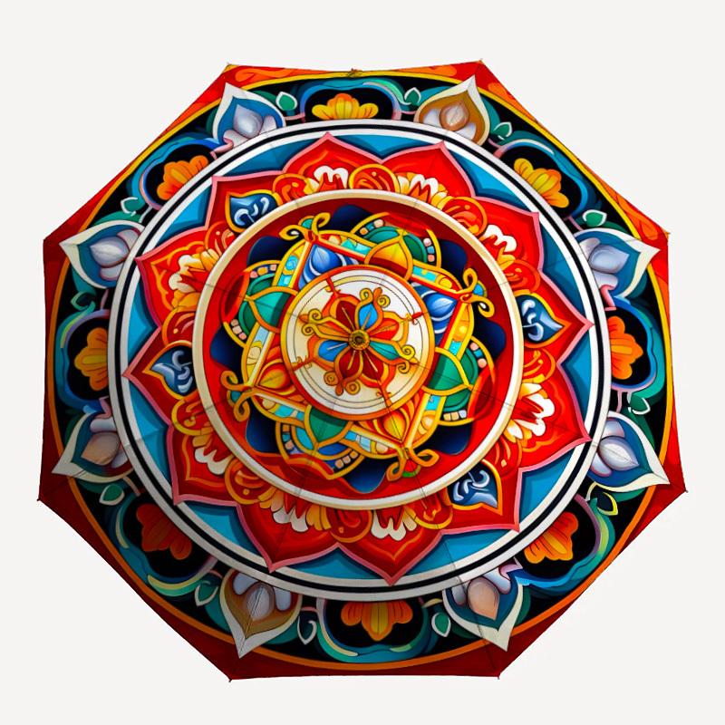 

1PC Mandala Art Automatic Open/close, All-Season Portable Folding Umbrella for Women & Men yy250919140