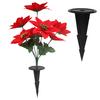 Artificial Christmas Flowers 7 Heads Faux Poinsettias Bouquet for Christmas Table Vase Fillers Planters Porch Outdoor Indoor Decor