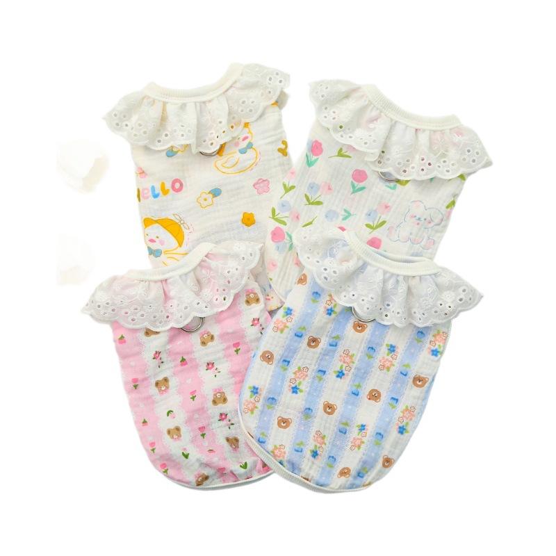 Pet Full Cotton Yarn Breathable Thin Dog Cat Pet Cat Clothes Dog Supplies Home Air Conditioner Clothes Can Be Pulled Outside