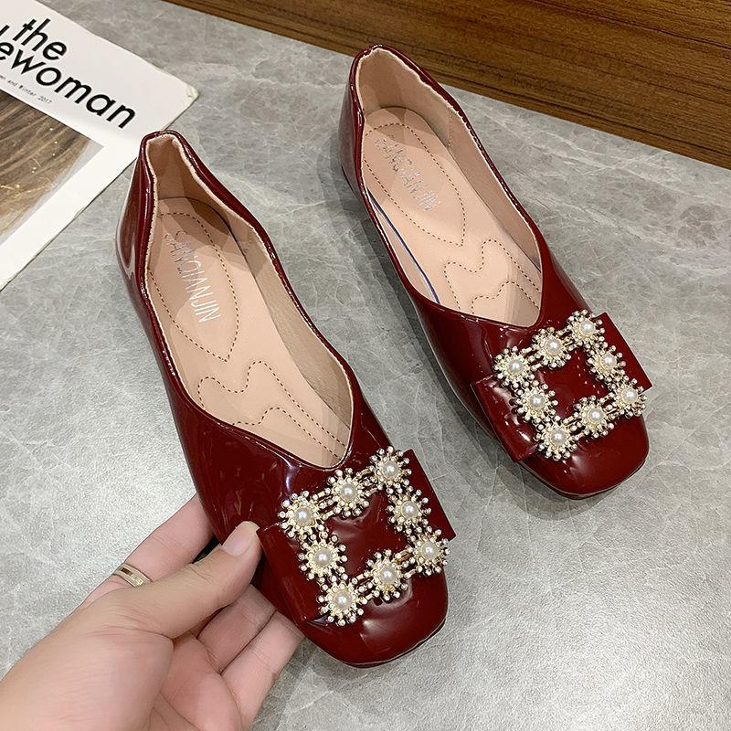 

Fashion Women s Flat Shoes Square Toe Slip-on Moccasins Rhinestone Ladies Footwear Offer Chic Point with Discount Shoe Elegant Dress Non 35