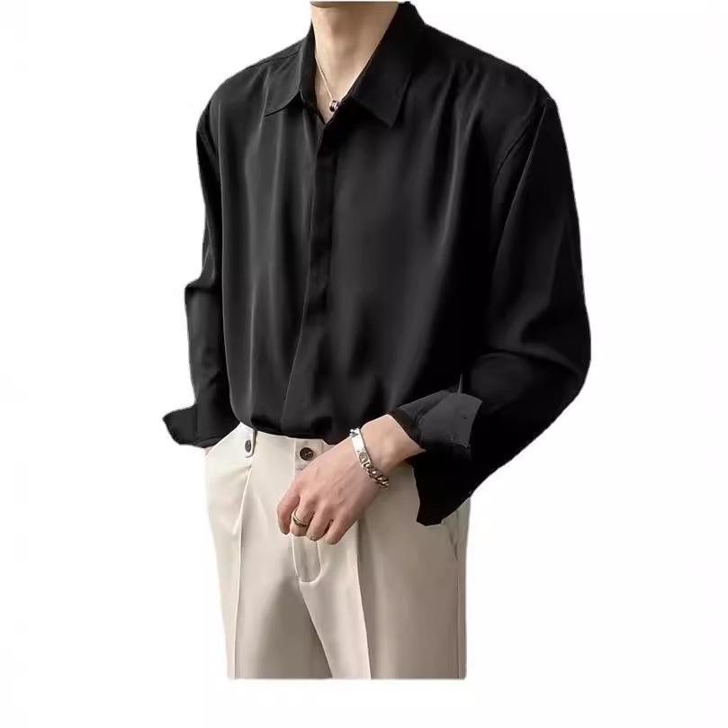 Men's Summer 2025 Lightly Mature Loose Fit Non-Iron Long Sleeve Shirt