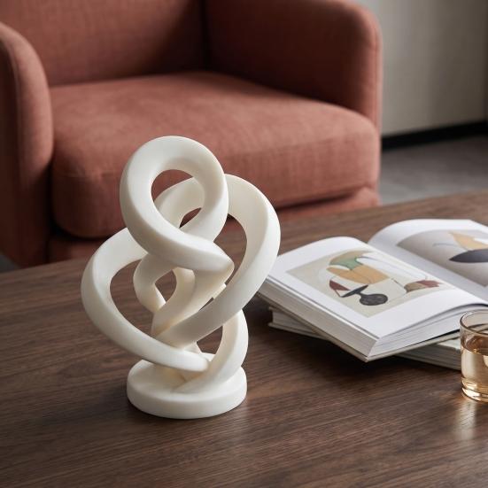 Zeitgenössische Büro Schreibtisch Dekoration Moderne Abstrakte Verdrehte Statue, 3D Gedrucktes Unendlichkeits-Twist-Ornament, Minimalistisches Weißes Band Ornament Künstlerisch