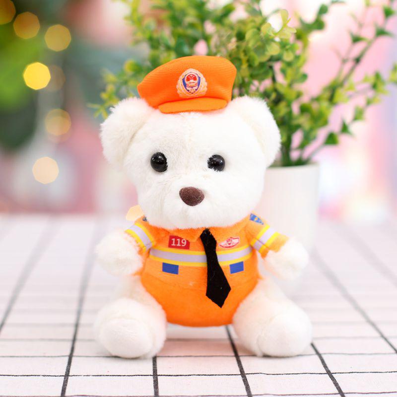 

4-inch Cartoon Police Traffic Police Plush Toy Bear Doll Armed Police Medical Keychain Pendant Bag Hanging Ornament Play 13cm