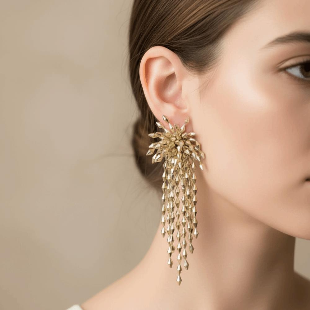 1Pair Ear Jewelry Flower Tassel Earrings Exaggerated Beads Earrings Fashion Explosion Earrings