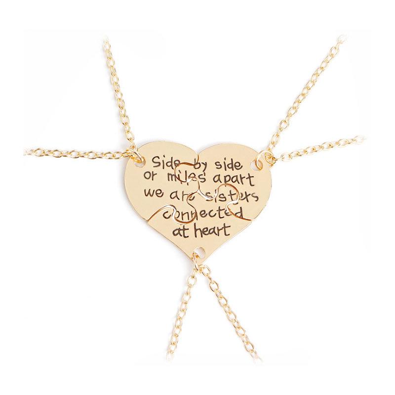 Multi-Person Diamond Heart & Letter Necklace for Girlfriends