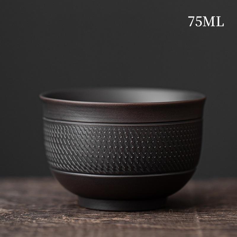 Retro Carving Teacups High-end Ceramic Tea Set Cups Purple Pottery Kung Fu Tea Cup Ceramics Teaware Cup for Tea Small Teacup