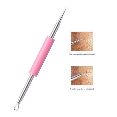 Dual-Ended Light Blue Silicone Blackhead Remover with Stainless Steel Pore Cleaner.
