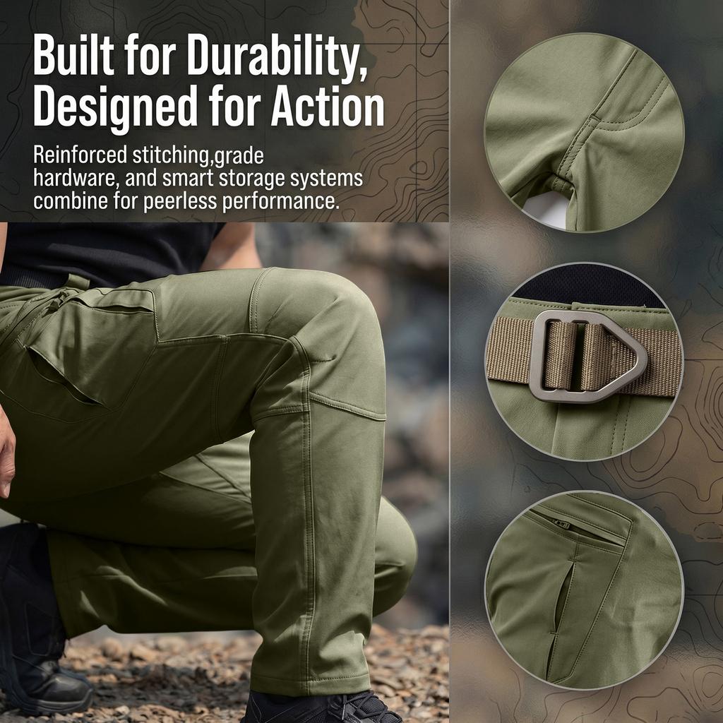 Men Pants Multi Pocket Breathable Outdoor Hiking Fishing Construction Work Trousers for Daily Use