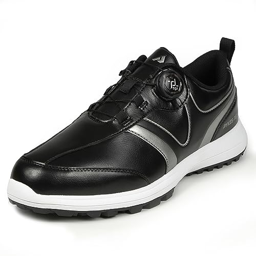 PYKES PEAK Golf Shoes, Dial-Type, Spikeless, Lightweight, Grip, Golf Fit, Men s and Women s, Black, Size 27.0cm