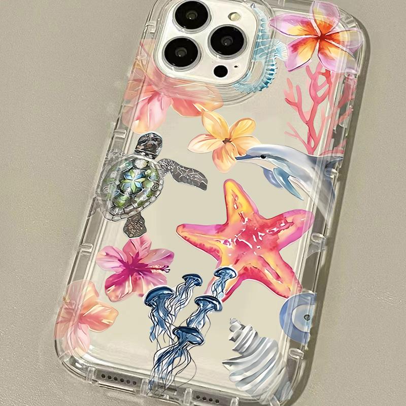 Blue Ocean Animals Phone Case For iPhone 16 15 14 Pro 13 12 11 Max Plus 7 8 Plus XR X XS SE 2020 Shockproof Soft Silicone Cover