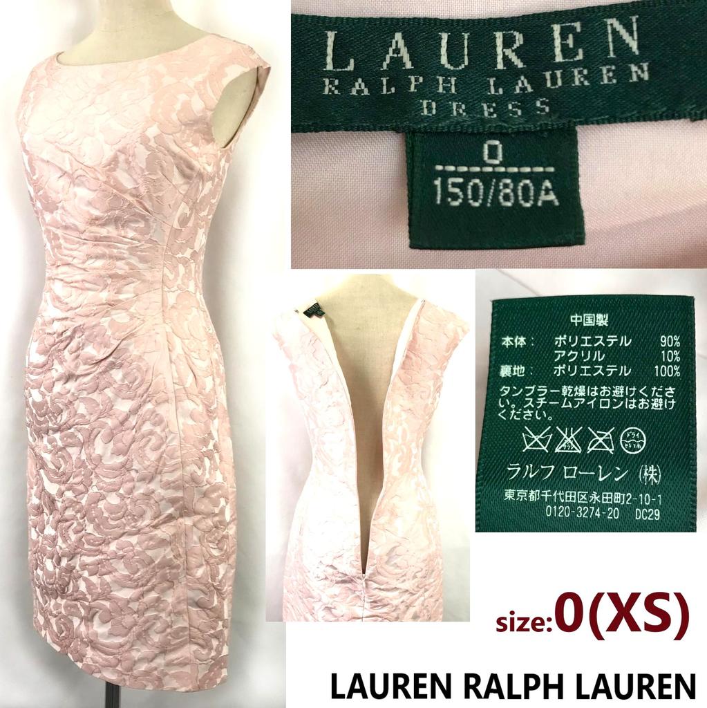 LAUREN RALPH LAUREN Sleeveless Tight Dress [0 / XS / Knee Length / Pink Floral](USED)