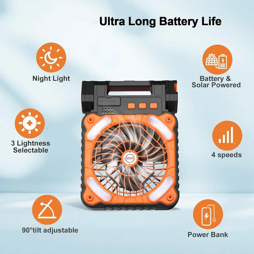 Přenosné solární ventilátory s LED lucernou Dobíjecí kempingový skládací ventilátor USB