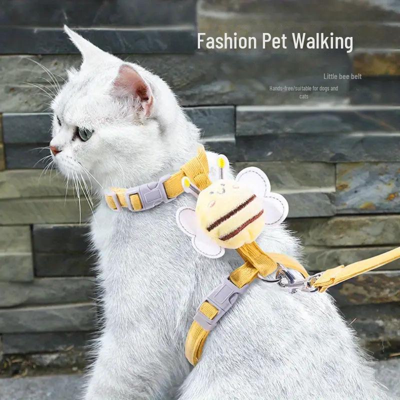 

Регулируемый поводок-шлейка для маленьких кошек и собак - поводок Manager Meow Meow, дышащий, для прогулок.