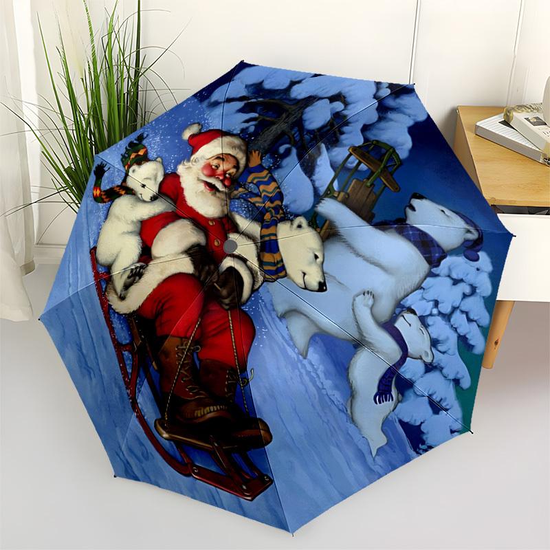 

1pc Santa Claus Automatic Open/Close Umbrella - Portable Collapsible Umbrella with 8-Rib Stability, Fashion Lovers yy251017136