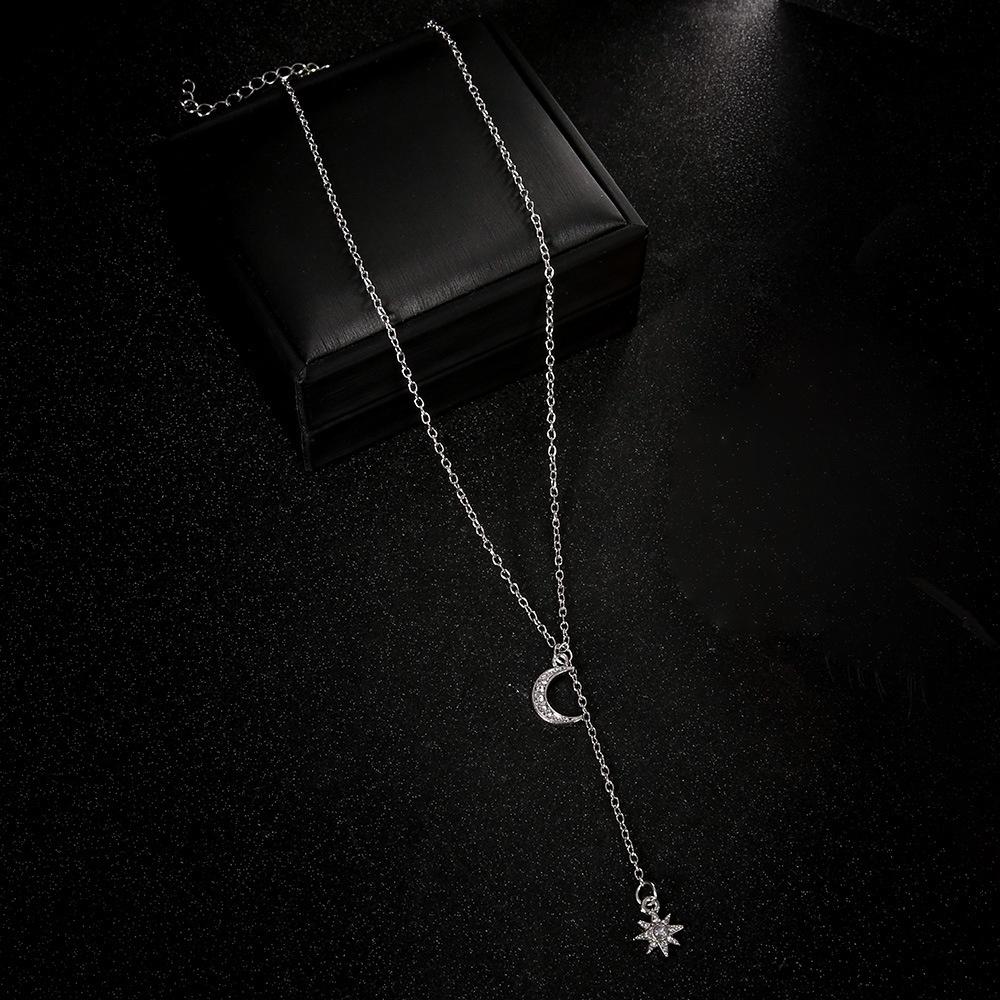 Alloy Fashionable Retro Necklace For Women Geometric Design Multilayer Chain Rhinestone
