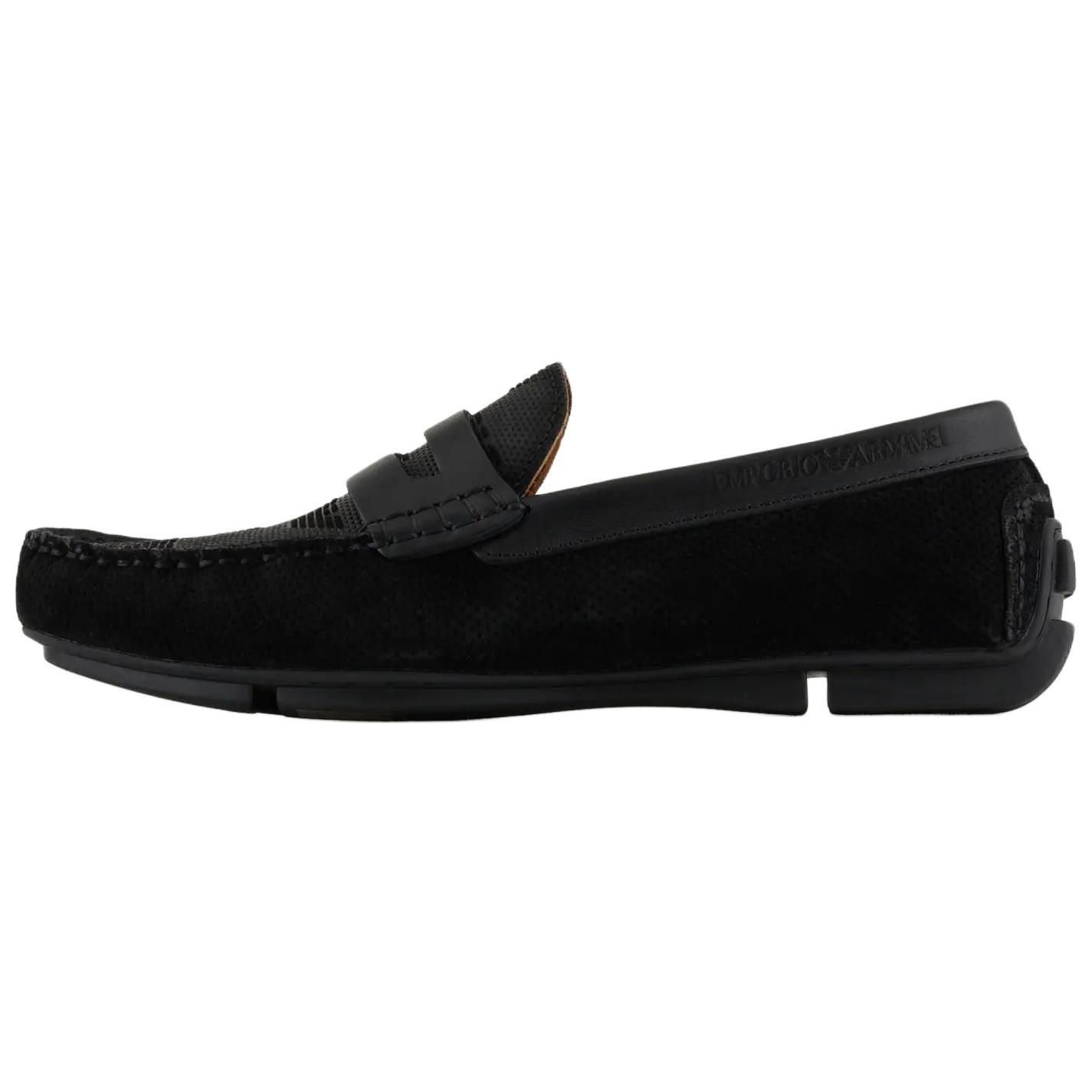 Emporio Armani Suede Slip-On Loafers Men sneakers Dark-Green X4B146XN784K001 40