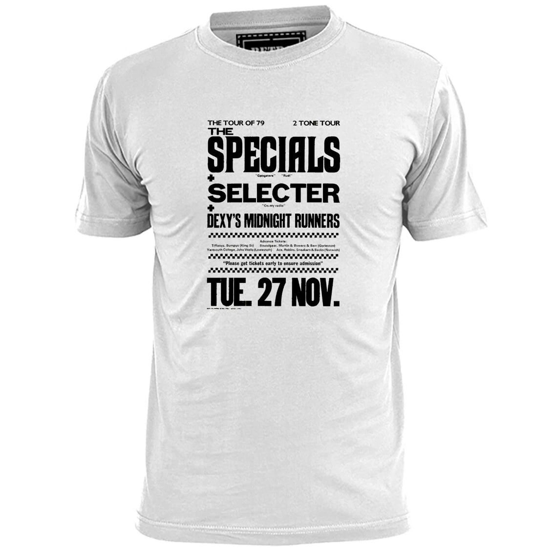 Mens Specials Selecter Tour Poster 2 Tone Ska T shirt Madness Hall Rude Boy S