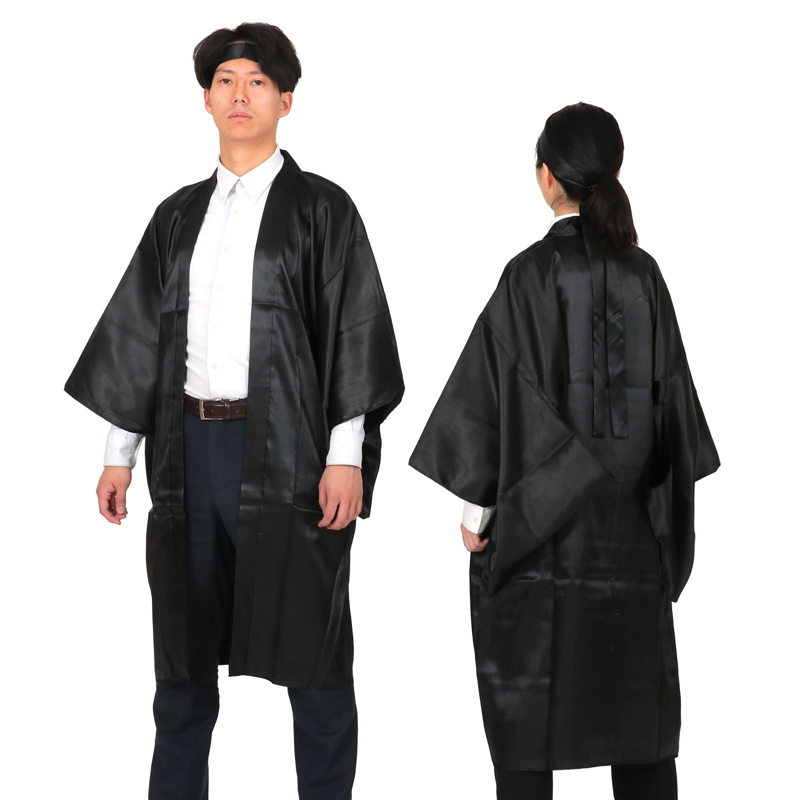 Спортивный день Artec Хаппи-пальто, Мягкое атласное длинное Хаппи-пальто с рукавами, Черное, Размер L, 14560