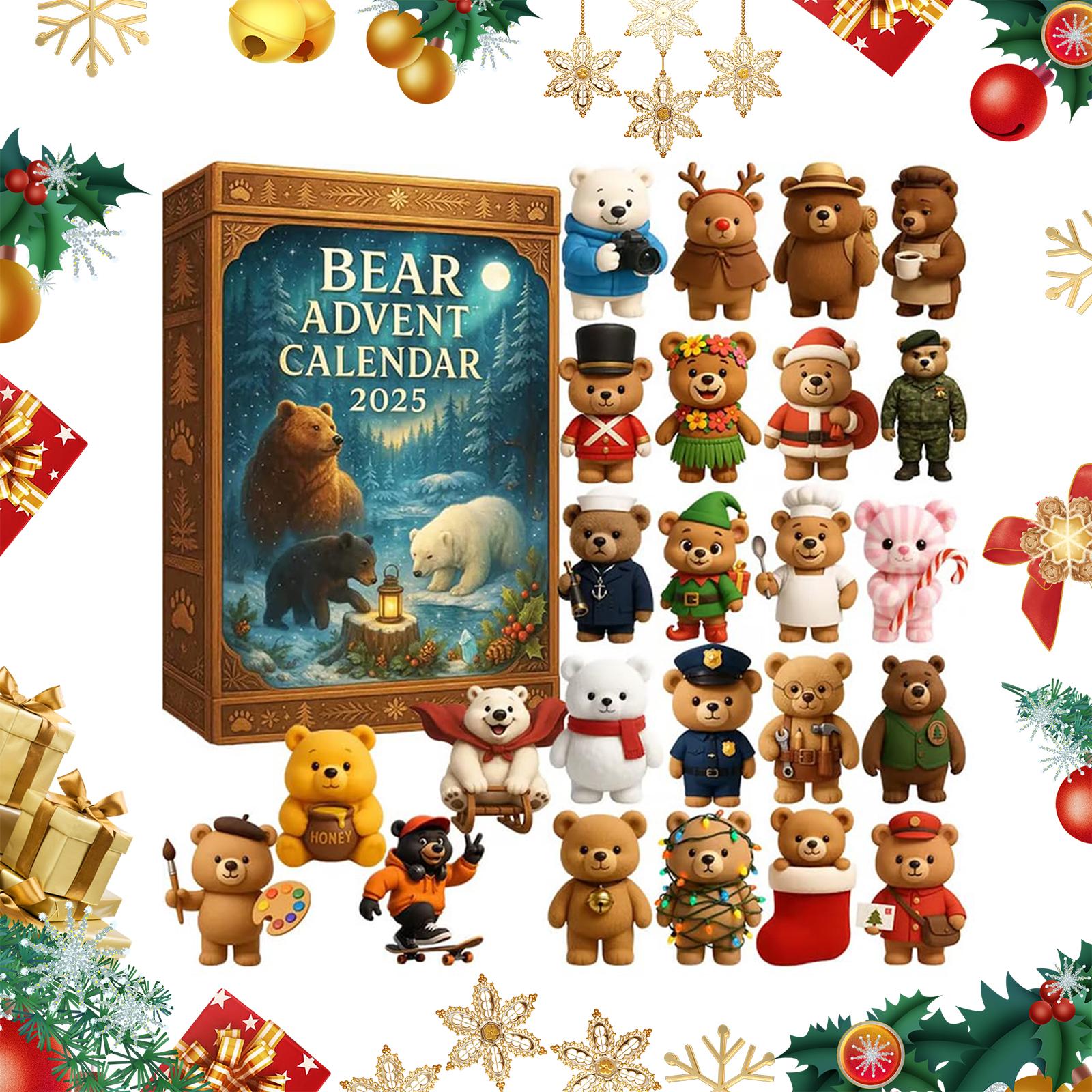 

2025 Bear Animal Advent Calendar 2D Acrylic Bear Ornaments Christmas Calendar for Girl Boy Kids Bears Lovers China Mainland