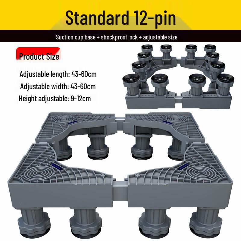 Grauer Verstellbarer Mobiler Waschmaschinenständer mit Rädern und Bremsen