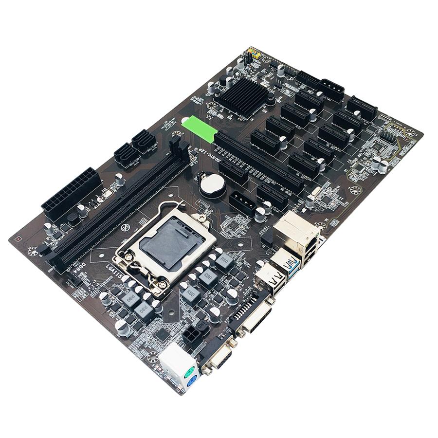 B250 BTC Mining Motherboard 12X PCIE Graphics Card Motherboard DDR4 DIMM SATA3.0 Supports VGA