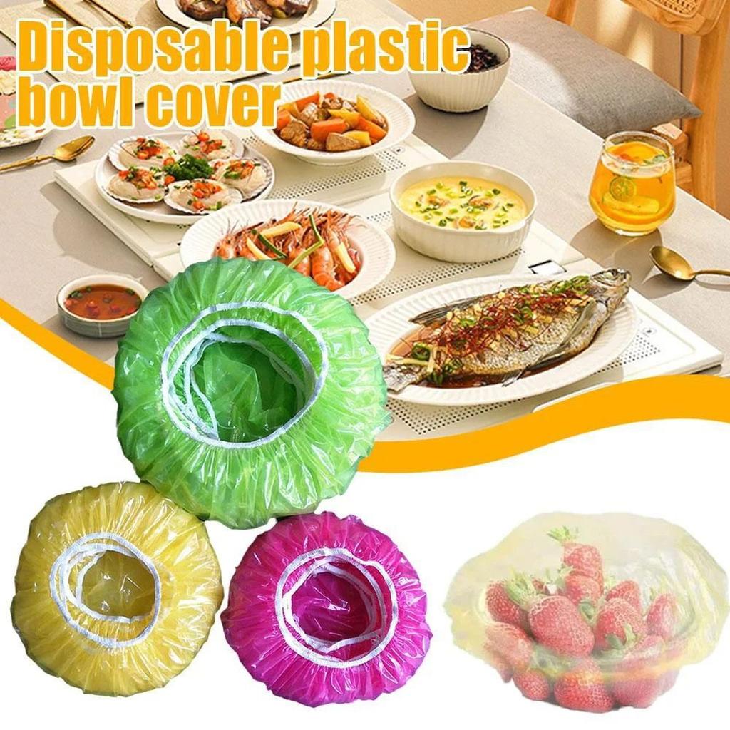 Plastic Bowl Covers 3/5 Sizes Reusable Food Preservation Lids Fits Most Plates and Dishes Dust-proof Proofing Cover