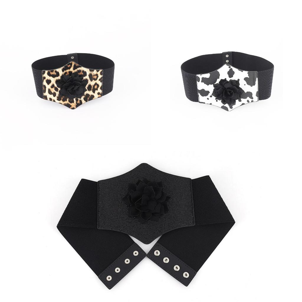 Ladies Slimming Corset Elastic Wide Waist Belt with 3D Flower Universal Women Banquet Dress Shirt Snap Buckle Corset
