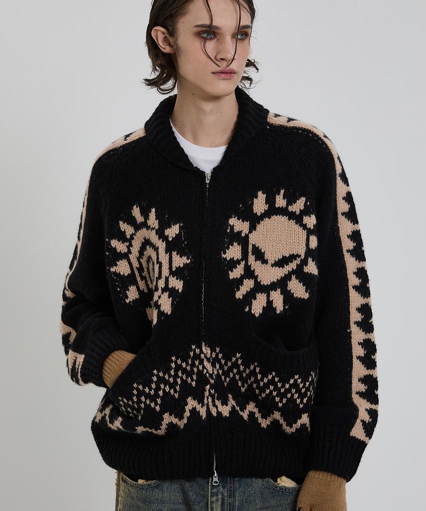 Hoodhood Alien Nordic Zip-Up Cardigan Black