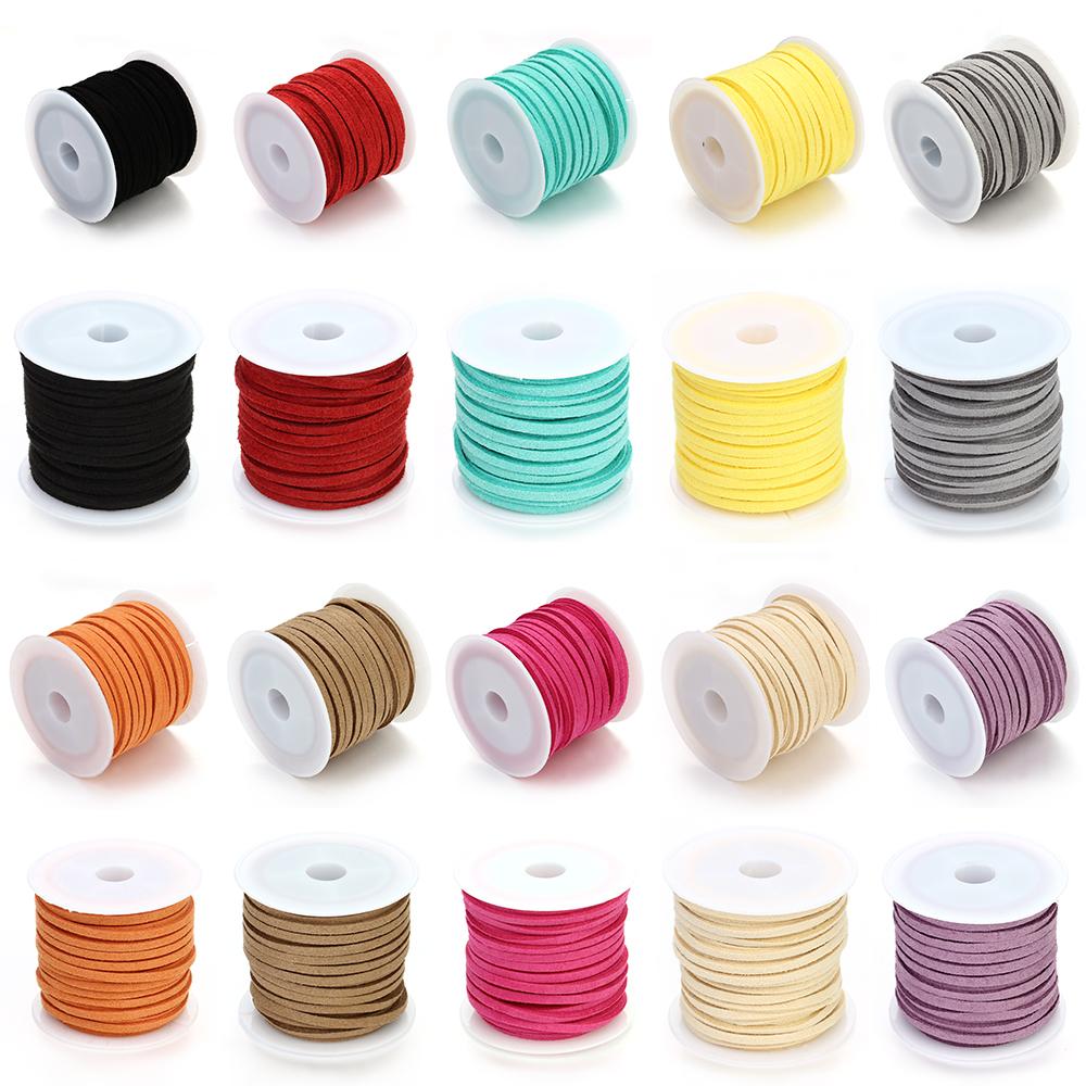 5m/roll Color 1.5mm Flat Faux Suede Braided Cord Korean Velvet Thread Leather Rope for DIY Bracelet Jewelry Making Accessories