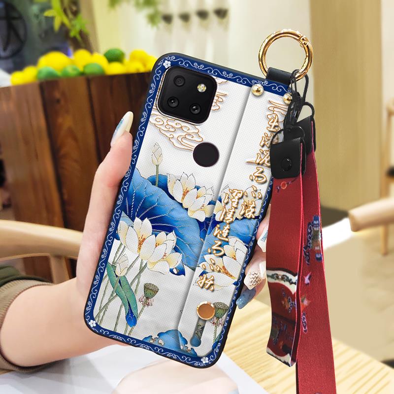 Anti-knock Lanyard Phone Case For TCL T-Mobile Revvl 5G Fashion Protective Phone Holder Ring Wrist Strap Chinese style