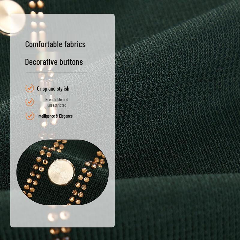 Qianlian Women's Lapel Long-Sleeve Knit T-Shirt